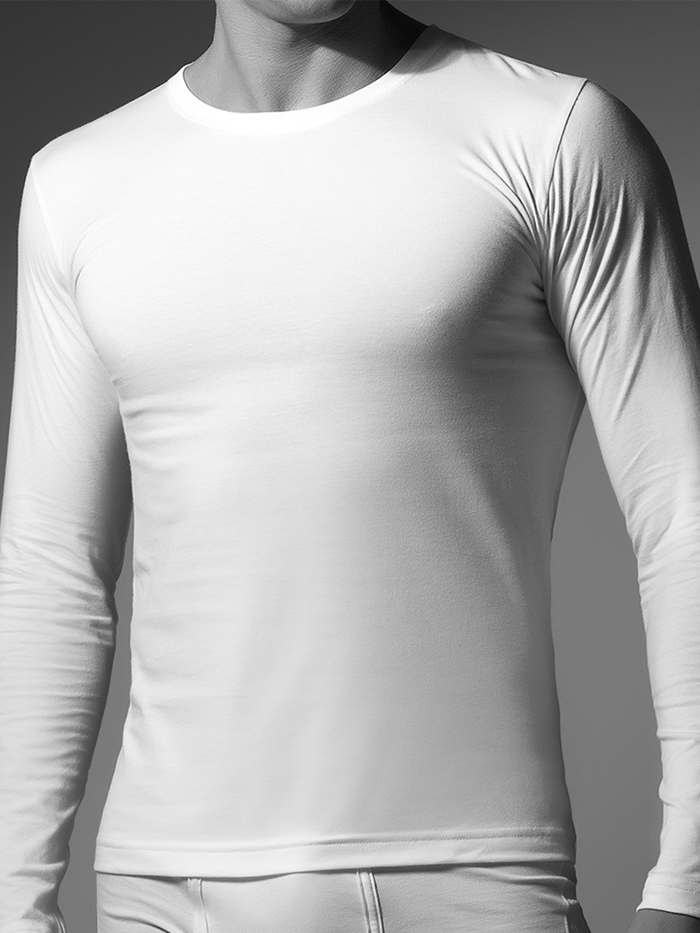 Camiseta Clover cuello redondo manga larga Blanca en algodón jersey