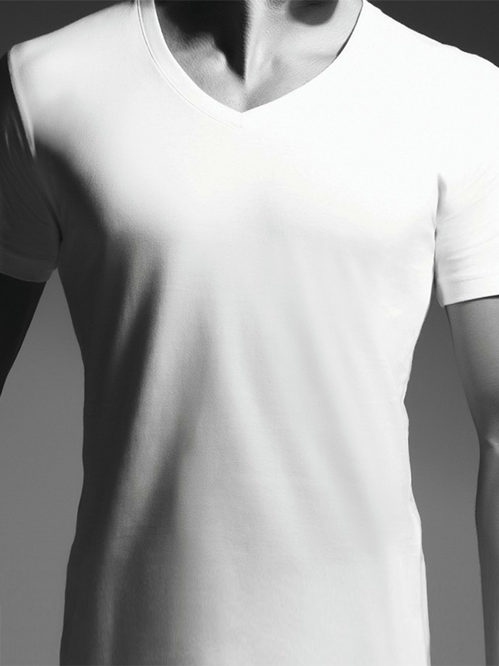 Camiseta Clover cuello V Blanca en algodón jersey
