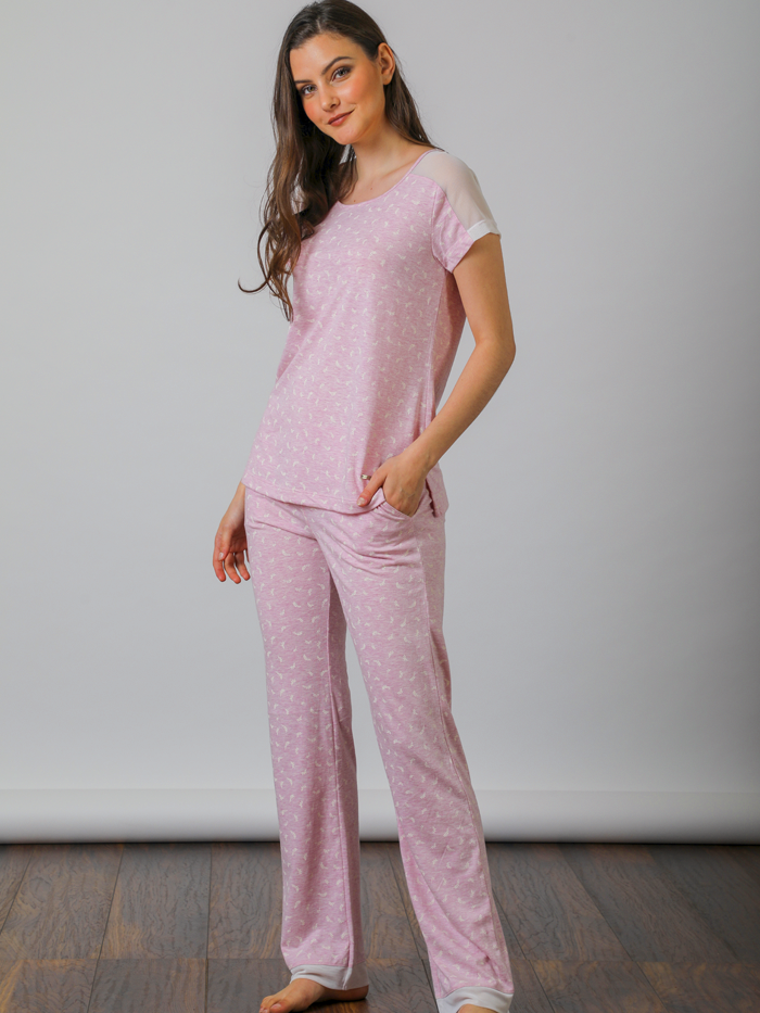 Set Pijama Pantalón Accent Dots en algodón jersey